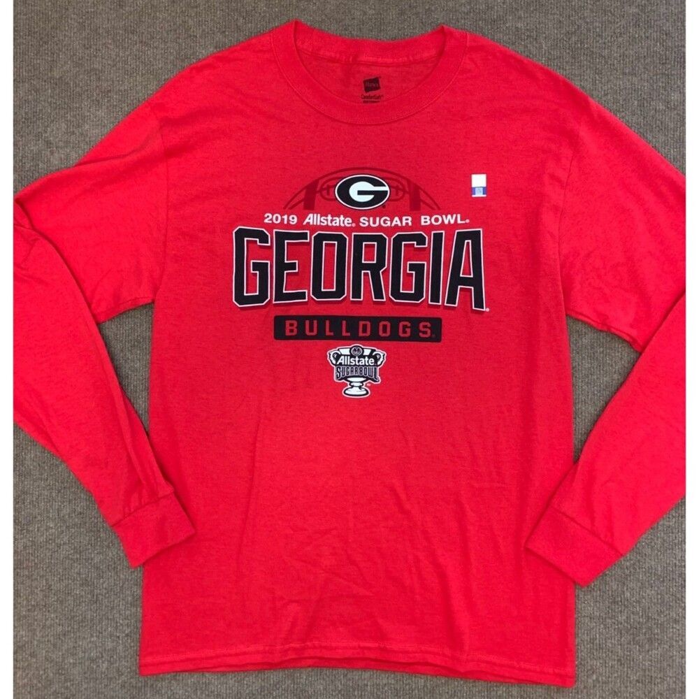 Georgia Bulldogs Shirt Mens M 2019 NCAA Sugar Bowl Long Sleeve Cotton Pullover